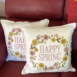 Threshold Pair of Soft Floral Happy Spring Pillows